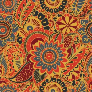 V Dance Floor | Red & Gold Floral Pattern